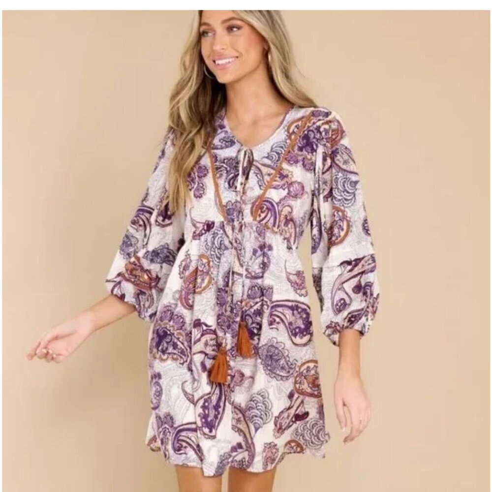 Band Of The Free Boutique NWT White & Paisley Dress - Picture 2 of 13